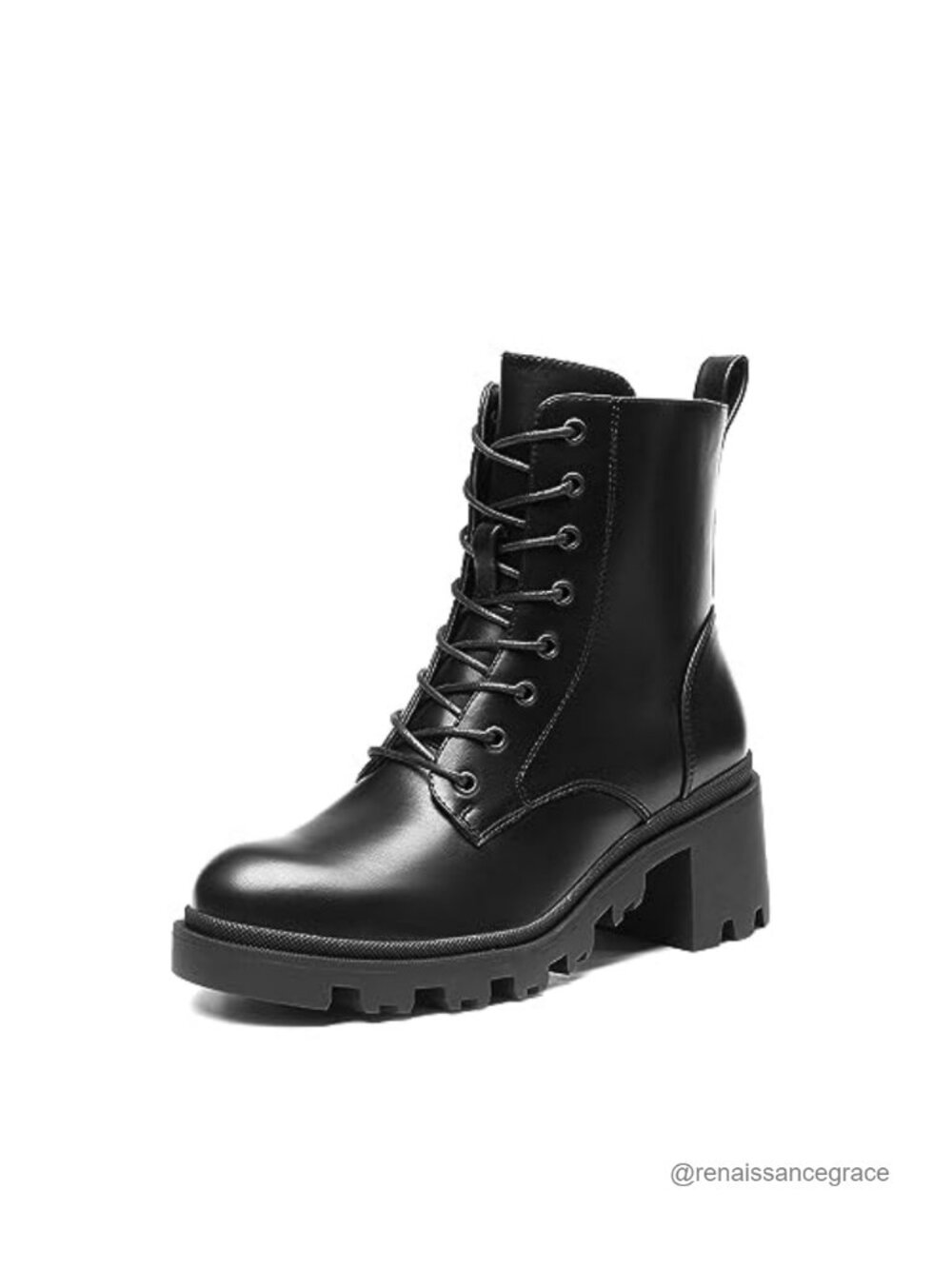 Women's Ankle Boots Lace Up Combat Booties Faux Leather